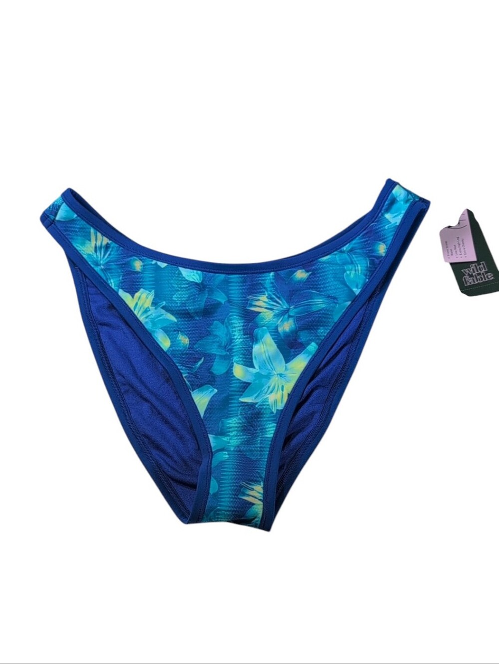Wild Fable Blue Tropical Floral Low Rise Extra Cheeky Bikini Bottom Size Medium